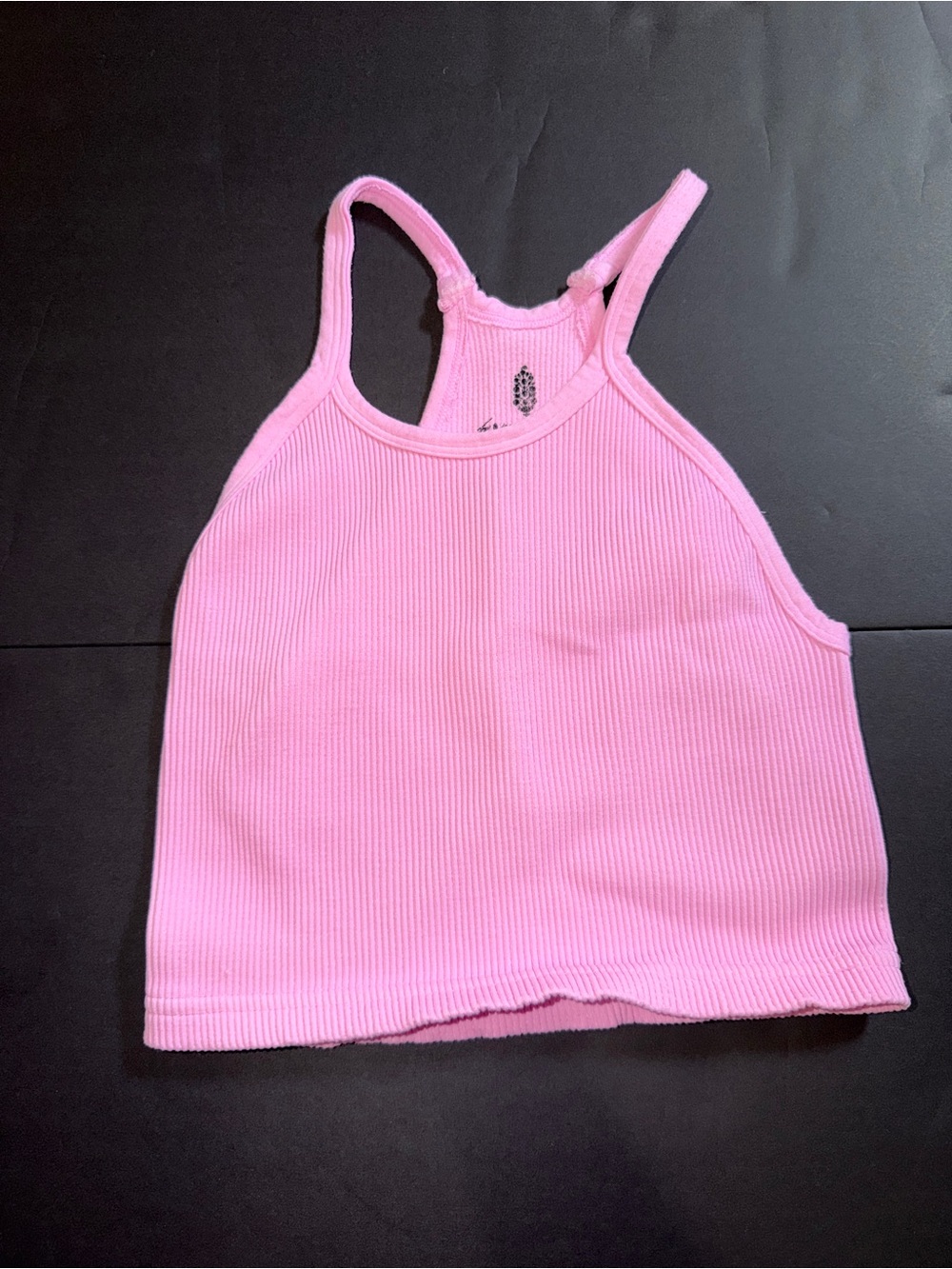 Free People Pink Ribbed Halter Crop Tank Top XS